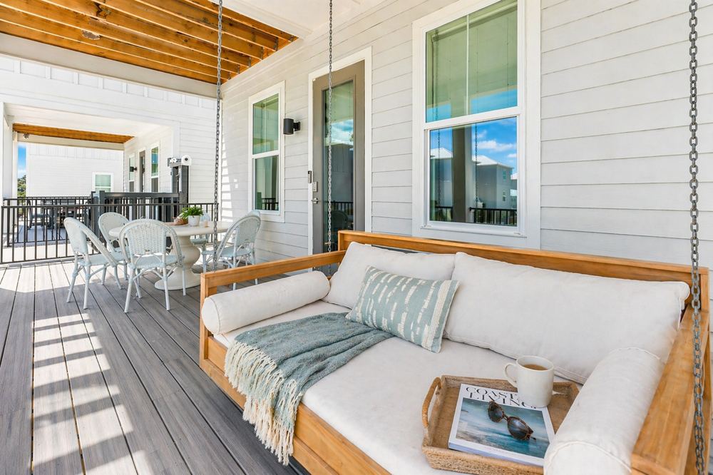 Porch swing at The Hangout House